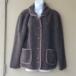 Womens Orvis Brown Marbled Toggle Buttons Furry Warm Jacket size large